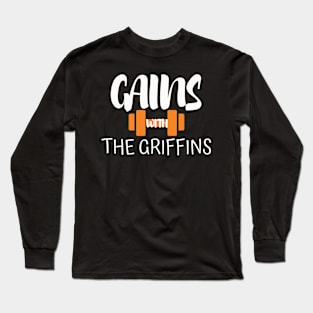 Gains With The Griffins White Text Long Sleeve T-Shirt